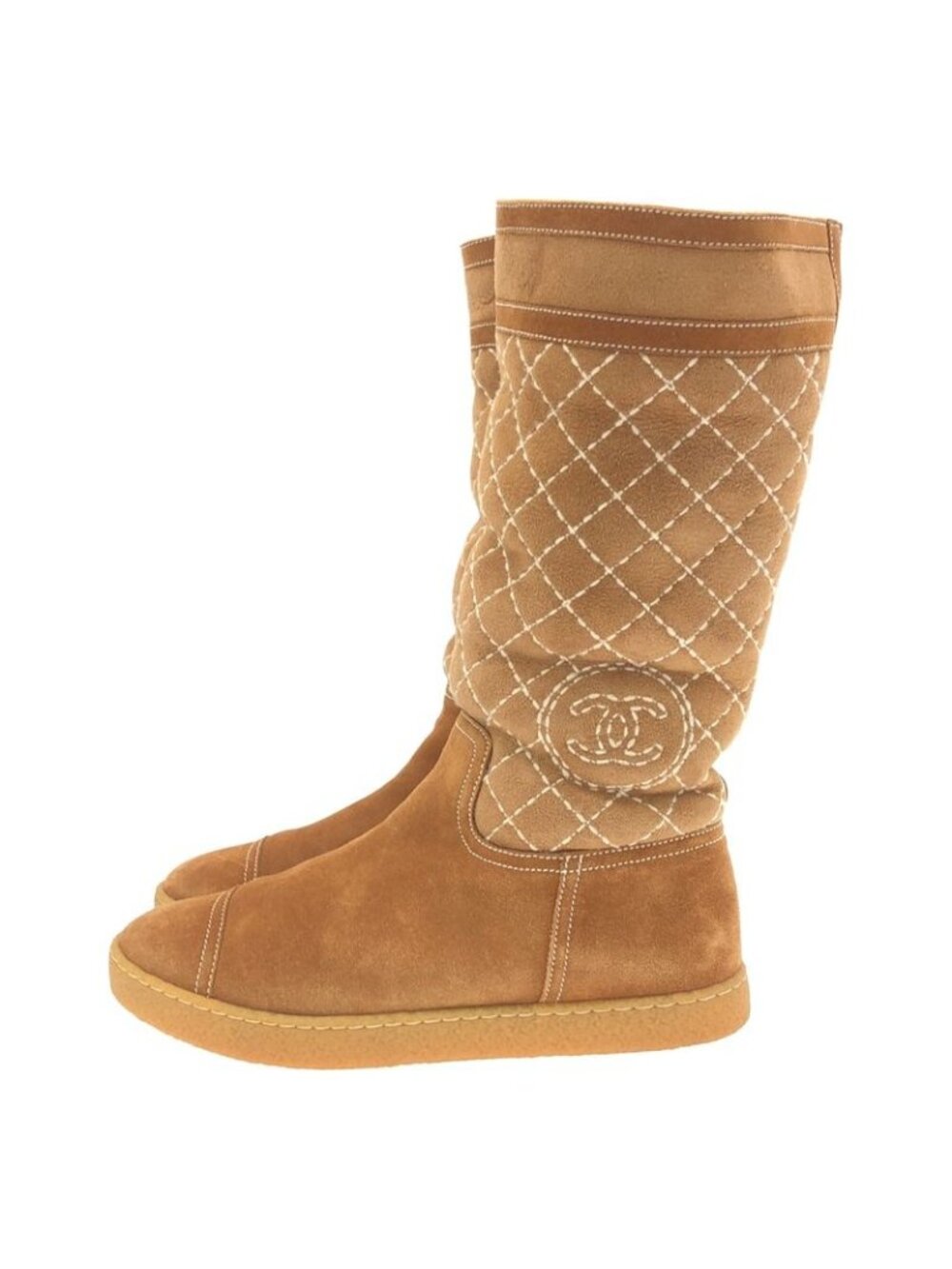 Chanel Moutonboa Boots Brown 37.5 - Picture 2 of 6